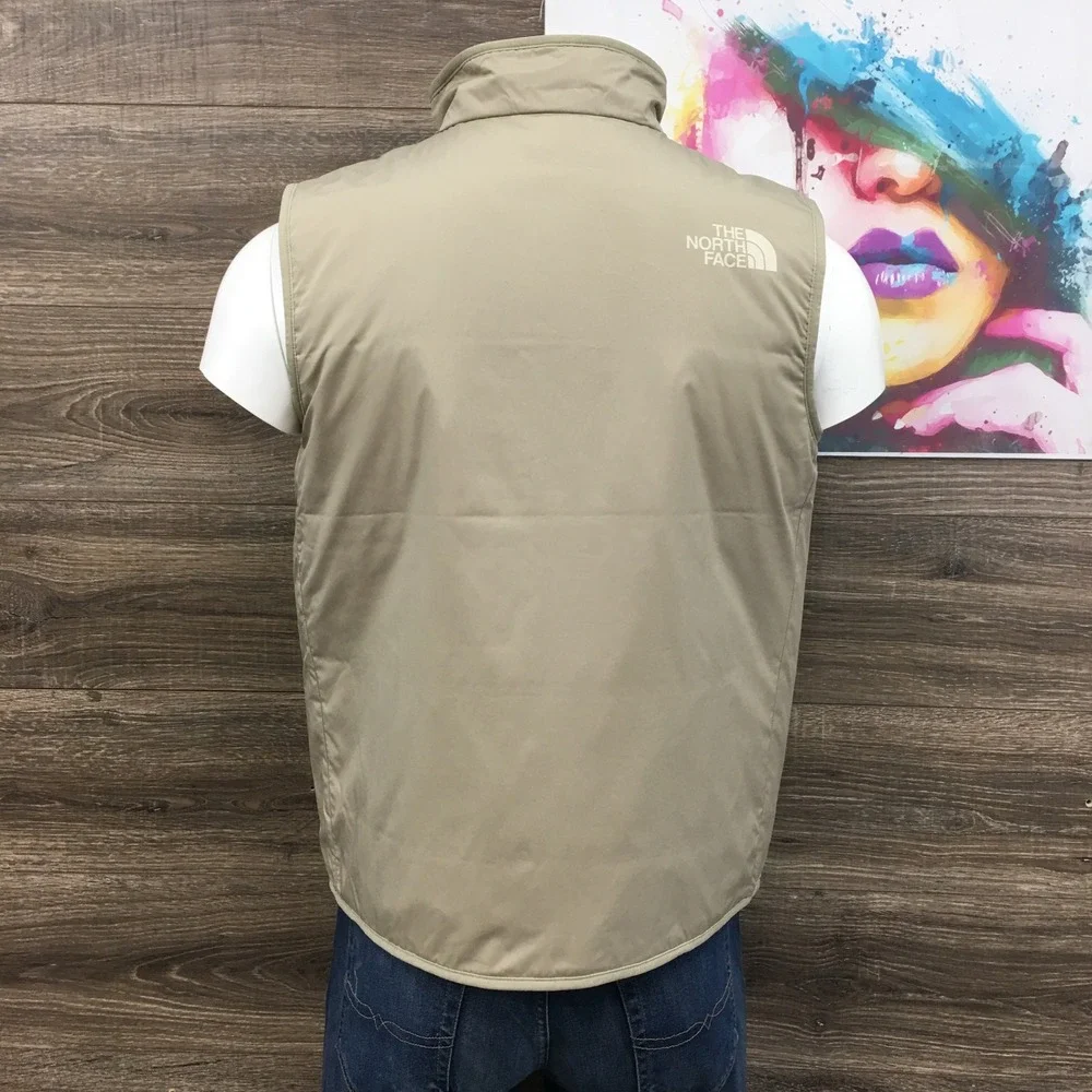 The North Face Mens Standard Insulated Reversible Vest Flax‎ Beige Tan Size M